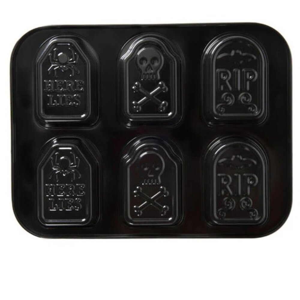 Nordic Ware Halloween Tombstone Cakelette Pan RIP Here Lies" 5 Cups No Stick NWT